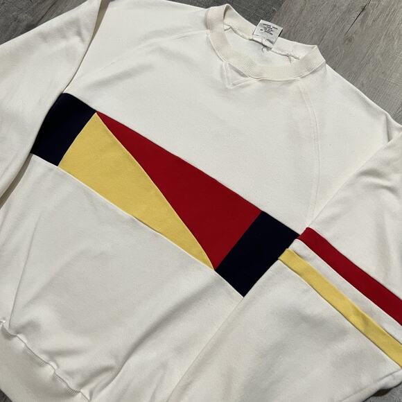 VTG Norsport Nautical Flag White Sailing Sweatshirt 90s Cotton Pockets Boating - Picture 3 of 5